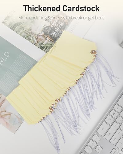 Uniclife 72 Pcs Blank Shipping Tags with Elastic String Attached Cardstock Paper Hang Tags with Reinforced Eyelet Large Marking Price Tag Inventory Label Tag, Beige (4.7" x 2 3/8") - Image 3