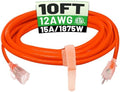 POWGRN 10 FT 12/3 Outdoor Extension Cord Waterproof Heavy Duty Power Cord by POWGRN