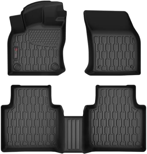 Floor Mats Compatible with Volkswagen VW Tiguan 2018-2024, All Weather TPE Floor Liners, Custom Fit Car mats, 1st & 2nd Row, Black by AUTOBULL