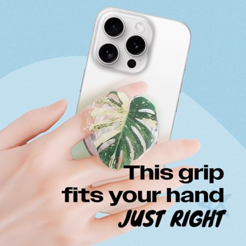 OnTheGrip Compatible with Magsafe Magnetic Cute Acrylic Tropical Leaf Design Collapsible Mobile Phone Grip Stand Holder for Smartphone Tablet Cell Phone Accessory (Yellow Monstera) - Image 2