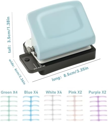 Spiral Binding Machine-Mini 6 Hole Puncher, DIY Creative Book Binder Machine for Planner, A4-30 Holes, A5-20 Holes, B5 26 Holes with 16 PCS 6-Hole Loose Leaf - Blue - Image 4