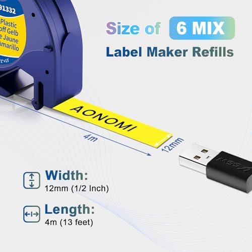 6X Colored Label Tape Replace for Dymo Letratag Refills Plastic 12mm - Image 2