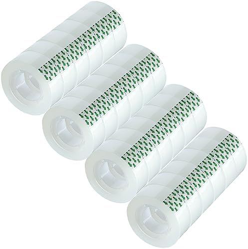 24 Rolls Transparent Tape, Clear Tape Refills for Dispenser, Tear by Hand, 3/4-Inch Clear Tape Refill Roll for Gift Wrapping,Office, Home, School by MJUNM