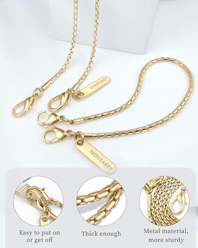 MOUTAKEY Metal Cell Phone Chain Set Detachable iPhone Chain Strap Fits All Phones Crossbody Phone Lanyard*1 Phone Wrist Strap*1 with 2 Tether Tabs iPhone Wristlet For Women Travel Shopping Camping - Image 2