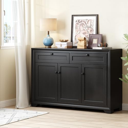 ONBRILL 48 Inches Sideboard Buffet Cabinet with Storage, Black - Image 5