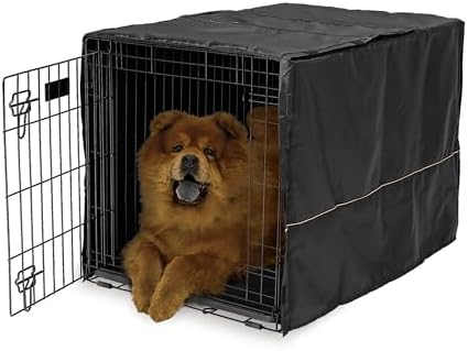 MidWest Homes for Pets Intermediate Dog Crate Cover, Black Polyester Privacy Kennel Cover Fits Most 36-Inch Crates, Machine Washable, Reduces Barking & Chewing by MidWestHomesForPets
