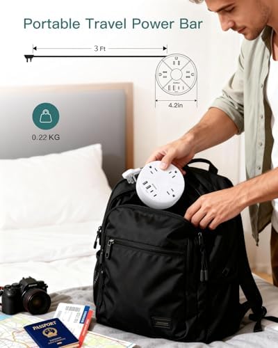 Travel Power Strip - Cruise Ship Essentials with 3ft Retractable Cord - Image 6