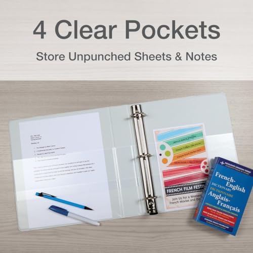 Cardinal 3 Ring Binder, Binders for School and Office, Durable 4 Inch Premier Easy Open Binder, ONE-Touch Locking Slant-D Rings, 880-Sheet Capacity, ClearVue Cover, PVC-Free, White (10340CB) - Image 5