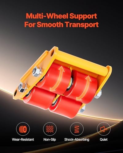 VEVOR Machine Skate, 6T Machinery Skate Dolly, 13228 lbs Machinery Moving Skate, Machinery Mover Skate with 360° Rotation Cap and PU Directional Rollers, Heavy Duty Industrial Moving Equipment, Yellow - Image 5