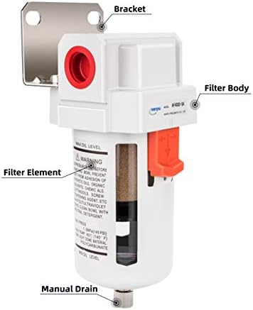 NANPU 1/2" NPT Compressed Air Line Filter, 5 Micron Brass Element - Image 2