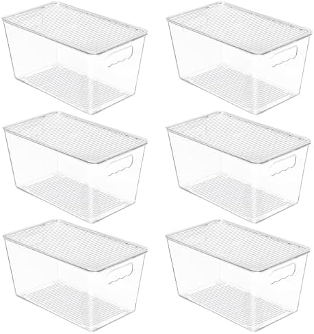 Vtopmart 6 Pack Clear Stackable Storage Bins with Lids and Handles, Medium by Vtopmart