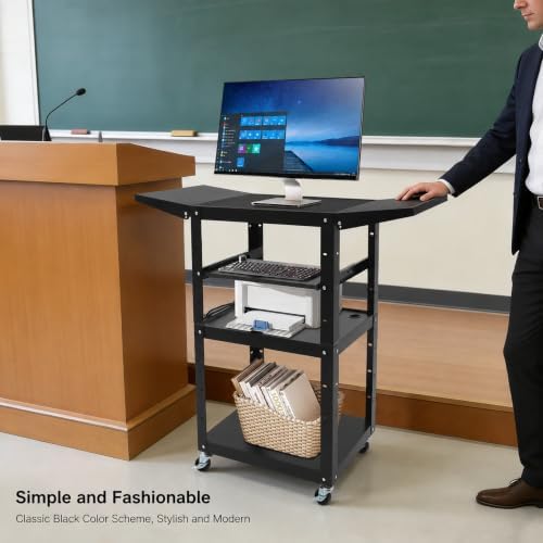 24-41.75in Height Adjustable AV Cart with Wheels & Keyboard Tray - Image 3