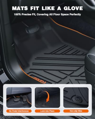 Floor Mats for 11th Gen Honda Civic 2026 2025 2024 2023 2022 Sedan (Fits Rear Seats with or Without USB Ports), All Weather TPE Car Floor Liners,1st & 2nd Row & Trunk Liner,Black - Image 3