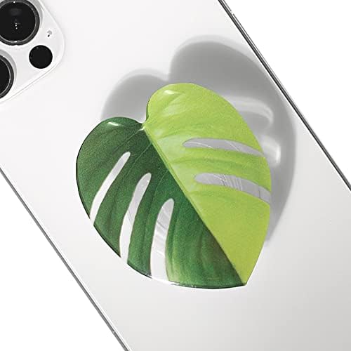 OnTheGrip Cute Acrylic Tropical Leaf Design Collapsible Expandible Mobile Phone Grip Stand Holder for Smartphone Tablet Cell Phone Accessory (Aurea Monstera) by OnTheGripofficial