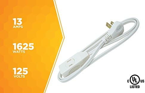 Woods Slimline 16/2 Flat Plug Extension Cord, 7ft, White, 2236 (Pack of 12) - Image 6