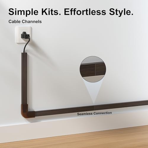 Yecaye Cord Covers for Wires on Wall, 113in, W0.95in H0.55in, Darkwood - Image 3
