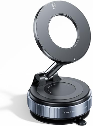 REOKILY 2026 Upgraded Vacuum Magnetic Car Phone Holder 360° Reinforced 96LBS Ultra Suction Cup Phone Mount for MagSafe Cell Phone Holders for Your Car/Gym/Mirror Mount for iPhone & Android by REOKILYSelects