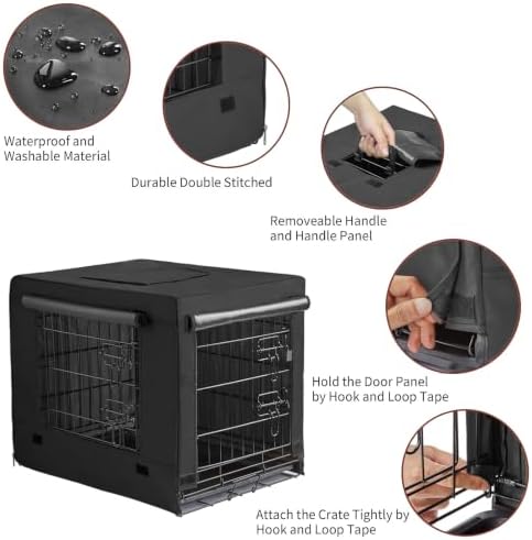 DONORO Dog Crates for Small Medium Size Dogs Indoor Double Door Dog Kennels & Houses for Puppy and Cats, Collapsible Metal Contour Dog Cages (Black, 30.0" L x 19.0" W x 21.0" H) - Image 4