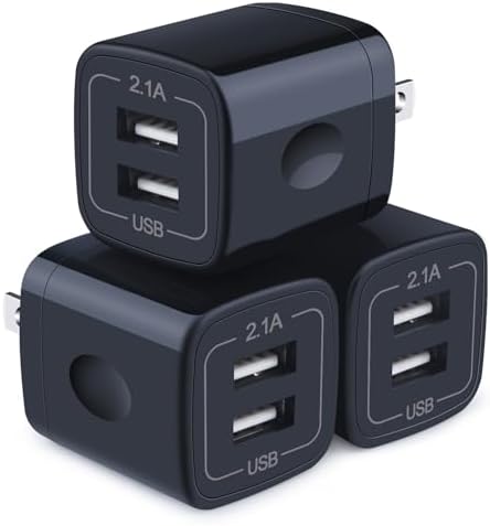 Wall Charger,Charger Cube,Charging Block Fast Charge 3Pack Dual Port 2.1A by CIQILY