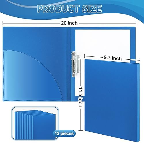 Teling 12 Pack Punchless Clamp Binder Folders, Blue - Image 3