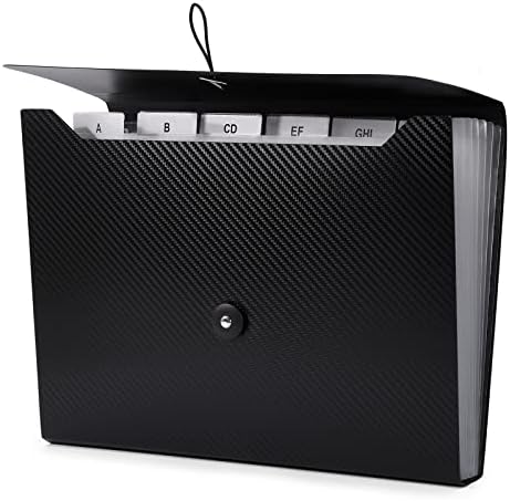 Cesil Black 7-Pocket Expanding File Folder, 33x24x3.5cm, A4, Letter, Polypropylene, Paper, 1x by CesilOfficeSupplies