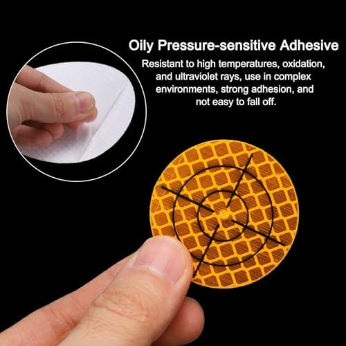HARFINGTON 80pcs Survey Reflector Sheets 40mm x 40mm Self-Adhesive Surveying Target Mark Sticker Total Station Round Reflective Sheet Tape for Ship Inspection Tunnel Measure, Yellow - Image 4