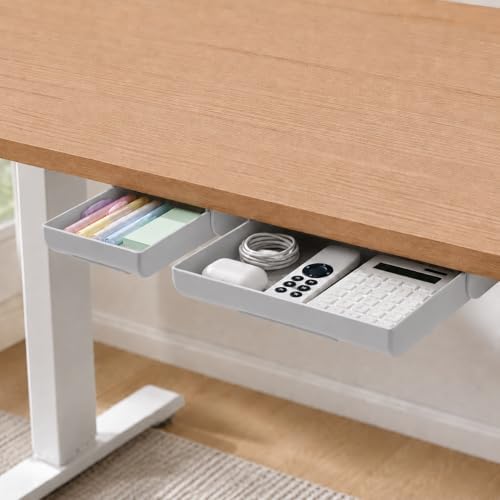 Under Desk Drawer, 2 Pack Self Adhesive Slide Out Desk Storage Drawers by YOOUSOO