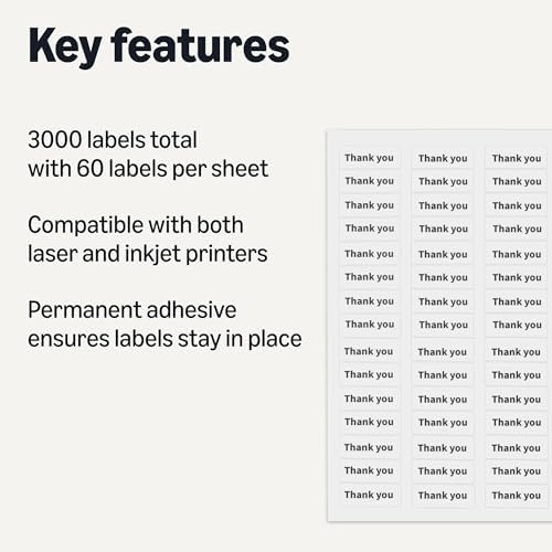 Amazon Basics Printable Address Labels, White, 2/3" x 1-3/4", 3000 Blank Mailing Labels - Image 2