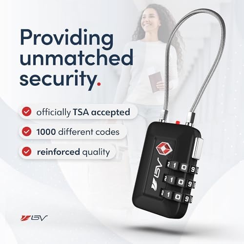 TSA Accepted Luggage Travel Lock, Set-Your-Own Combination Lock for School Gym Locker, Luggage Suitcase Baggage Locks, Filing Cabinets, Toolbox, Case (Black, 4 Pack) - Image 3