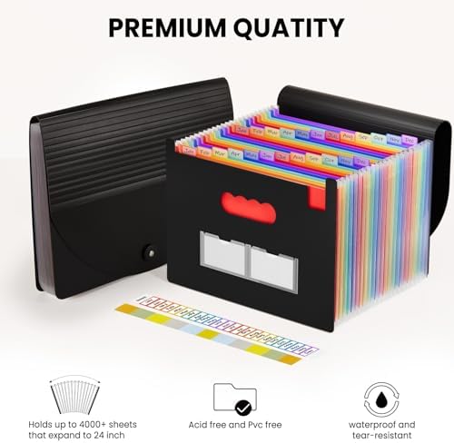 Sooez 24 Pockets Expanding File Folder, Accordion File Organizer, Letter/A4 - Image 7