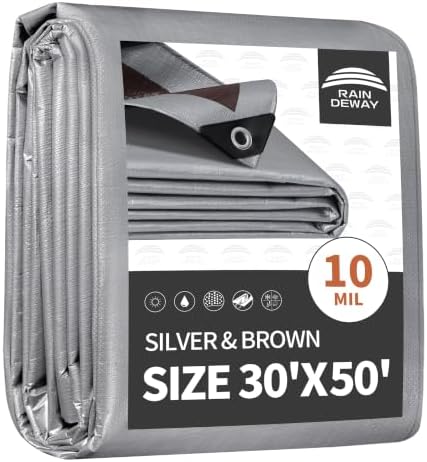 RAINDEWAY 30x50 Feet Tarps Heavy Duty Waterproof,10Mil Multipurpose Tarp by RAINDEWAY