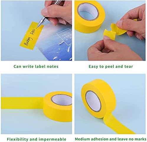 Feeke Colorful Masking Tape,Decorative Colored DIY Tape for Arts & Crafts, Labeling or Coding - Art Supplies for Kids - 12 Different Color Rolls, 1 Inch x 16 Yards, Small - Image 2