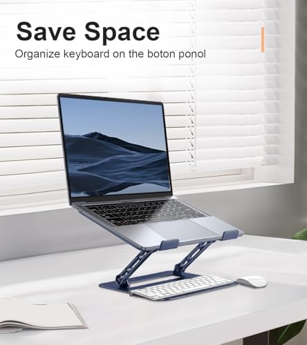 Aoviho Adjustable Laptop Stand for Desk,Portable Laptop Stand Holder and Riser,Foldable Aluminum Notebook Computer Stands for MacBook Air Pro HP Lenovo Dell Samsung Chromebook, 10-15.6 inch,Navy Blue - Image 4