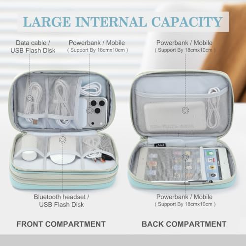 FYY Electronic Organizer, Travel Tech Pouch Bag, Large, Mint Green - Image 3