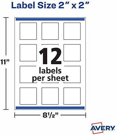 Avery Printable Blank Square Labels, 2" x 2", Glossy White, 120 Customizable Labels (22565) - Image 5