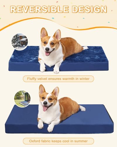 KSIIA Orthopedic Dog Bed for Medium Dogs with Waterproof Lining,Blue, 29x18 - Image 4