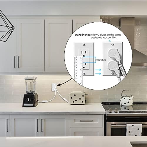 FIRMERST 15A Flat Plug Low Profile Extension Cord, 6 Feet, 14AWG, White - Image 5