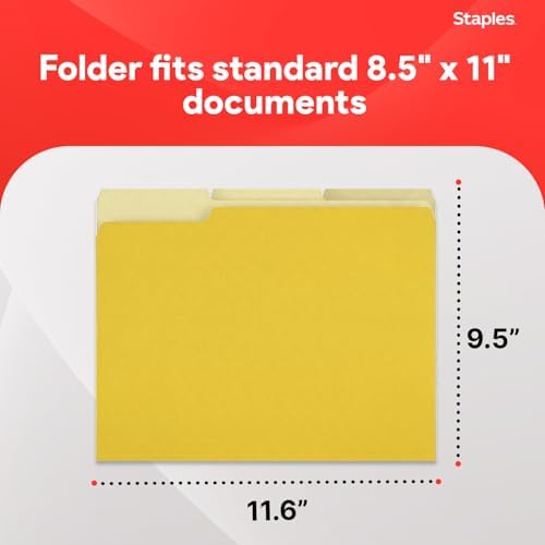 Staples Colored File Folders, Letter Size, 3-Tab Top-Tab, 100/Pk - Image 3