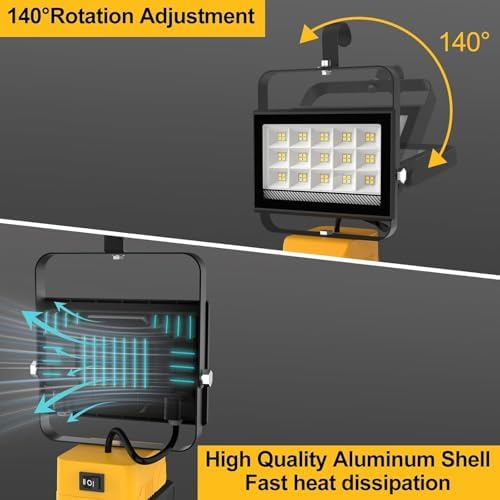 T-SUN 60W Battery Work Light Compatible with Dewalt 18V/20V Battery - Image 6
