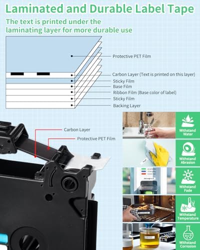 Replacement for Brother P Touch TZe Label Tape 12mm 0.47 Laminated Colored - Image 4