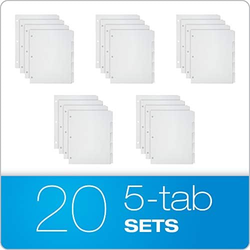 Oxford Blank Write On Binder, 1/5 Cut Tabs, 3 Hole Punch Dividers in 5 Tab Sets, 100-Dividers, 20 Sets, White (89981) (Pack of 5) - Image 3