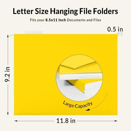 SUNEE Hanging File Folders, 25 Pack Letter Size Hanging File Folders with 1/5-Cut Tabs, Ideal for Home and Office Organization and Papers Classification,Yellow - Image 5