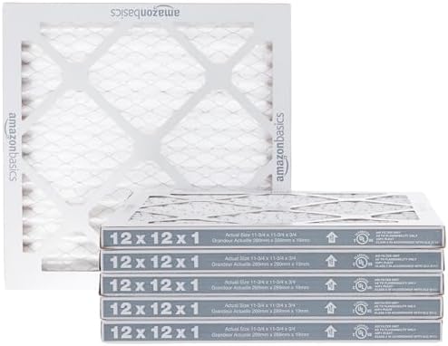 Amazon Basics 12x12x1 Air Filter 6-Pack, MERV 8 AC Furnace, Dust, Pet & Allergen Control , Electrostatic (Actual Size: 11.75" x 11.75" x 0.75") by AmazonBasics