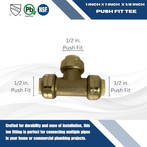XFITTING Push Fit 1/2 Inch x 1/2 Inch 1/2 Inch Push Fit Tee, 5 Pieces - Image 4