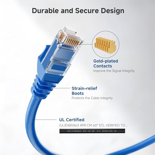 Cable Matters 10Gbps 5-Pack Snagless Cat 6 Ethernet Cable, 8ft, Blue - Image 4