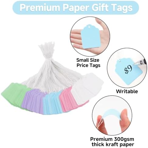 joycraft 200Pcs Price Tags with String, 1.4x1.8In Macarons Color Gift Tags - Image 3