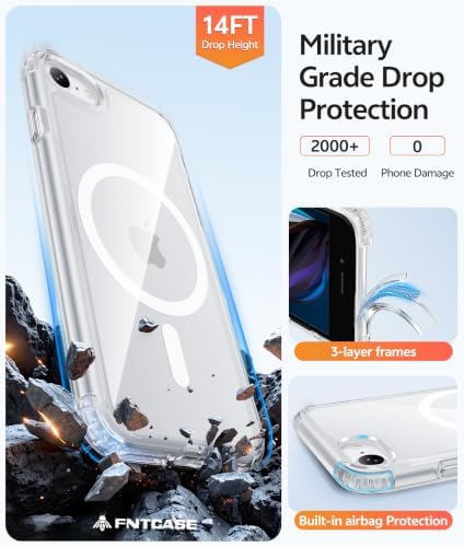 FNTCASE for iPhone SE Case 2022(3rd)/2020(2nd), iPhone 8/7 Case, Clear - Image 5