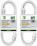 EP 6 FT Outdoor Extension Cord, 16/3 SJTW Heavy Duty White 2PK, ETL Listed by ENERGYPRO