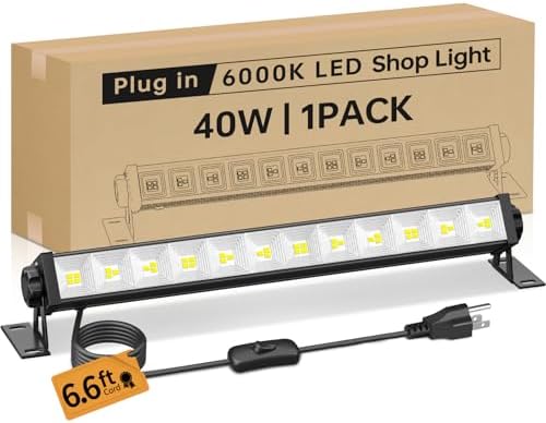 40W LED Shop Lights, 5400LM Plug in Garage Light, 6000K Daylight, 1 Pack by YAYIT