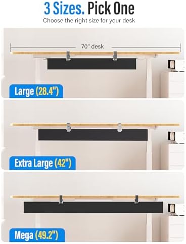 [Upgraded] Large Under Desk Cable Management Tray, Cinati Cable Management Under Desk No Drill, 28.4" Fabric Cord Hider for Wire Organizer, Cord Organizer for Office, Home - Supports Up to 30lbs Black - Image 5